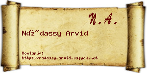 Nádassy Arvid névjegykártya